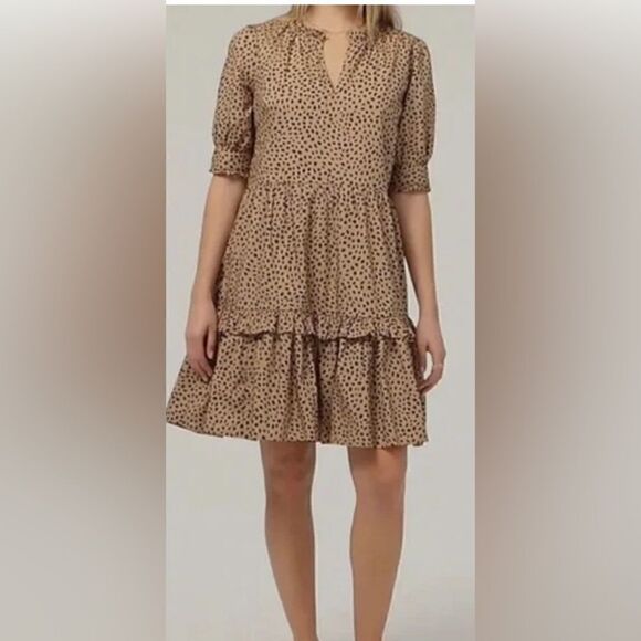 J. Crew Ruffleneck Tiered Popover Dress in Leopard XS - Picture 1 of 13